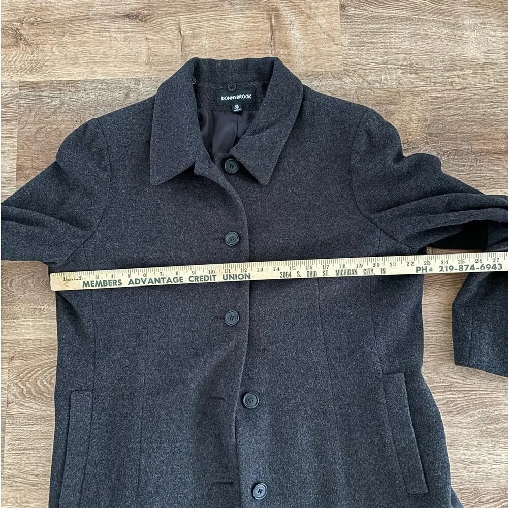 Vintage DONNYBROOK Wool Single Breasted Coat Women’s Size 18 Black Long Overcoat